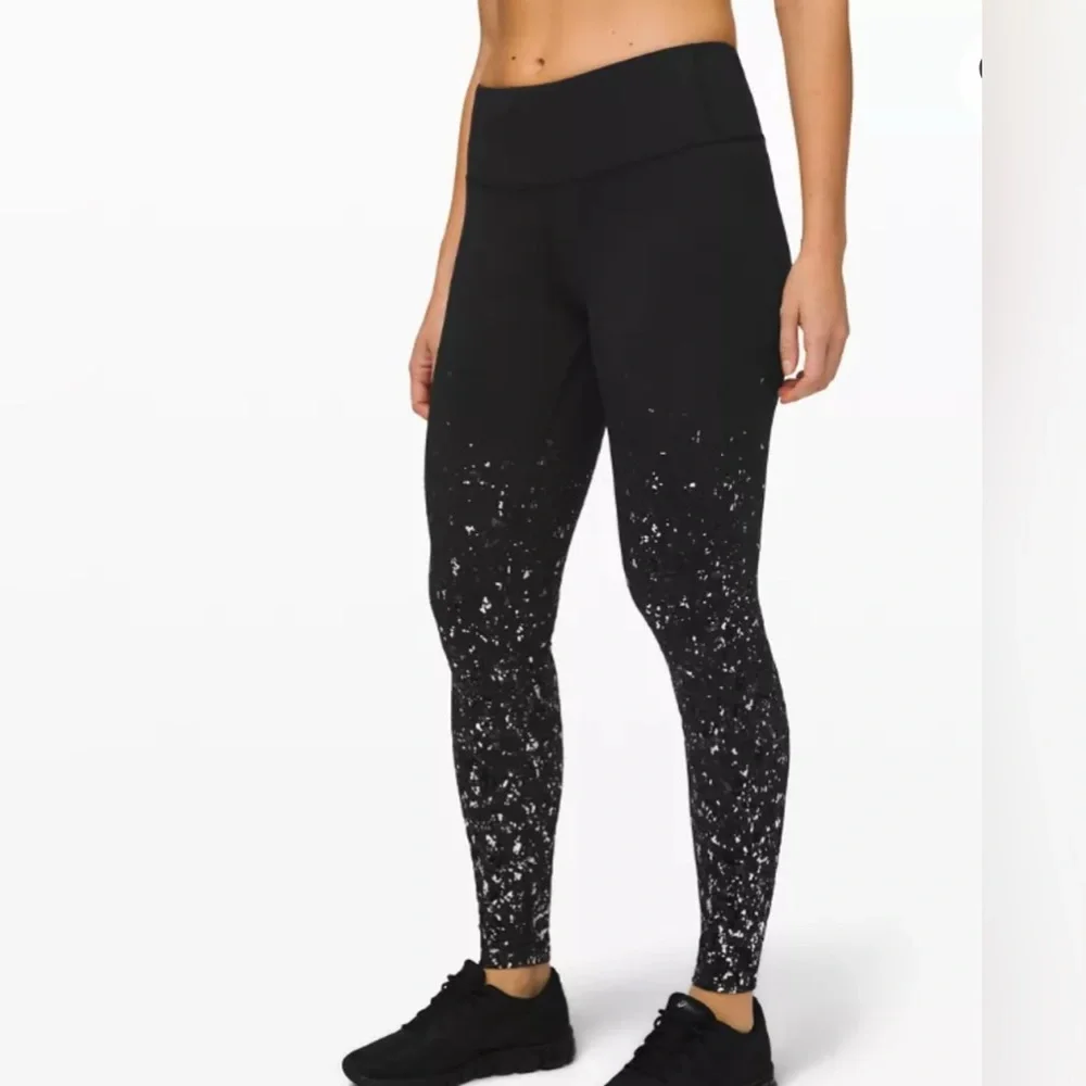 LULULEMON Speed Wunder Under Limited Edition Mid Rise Black Leggings Womens 6